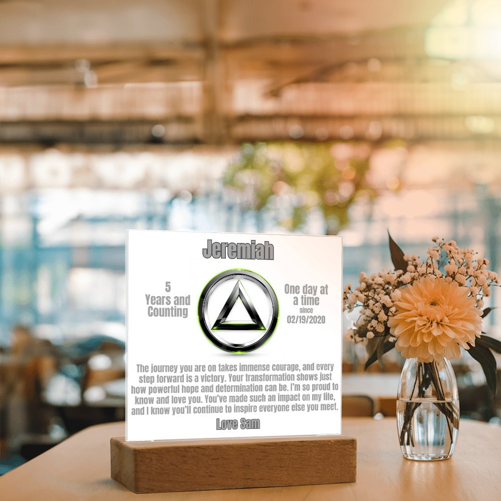 AA Symbol with Name and Date LED Plaque