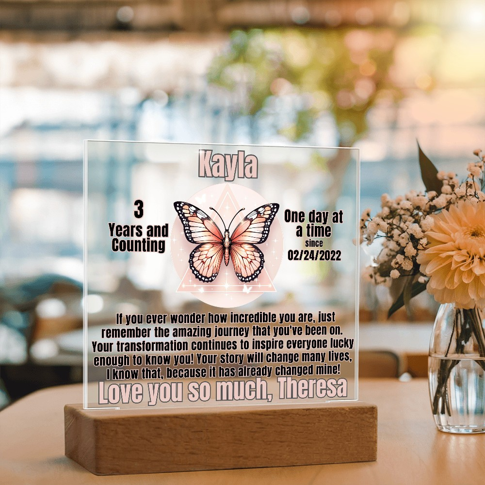 Soft Pink AA Butterfly LED Plaque