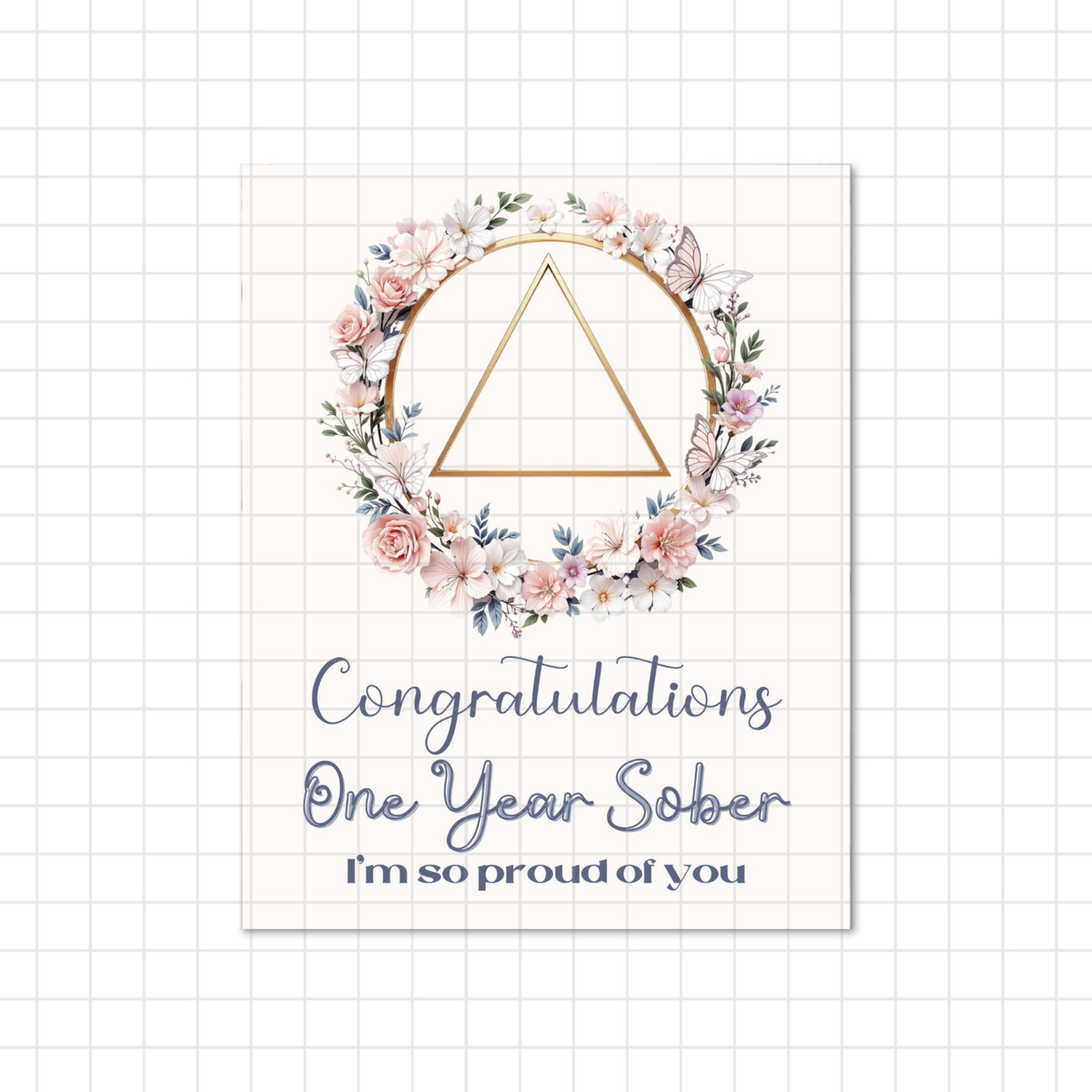 One Year Sober - Digital Recovery Milestone Card - Instant Download