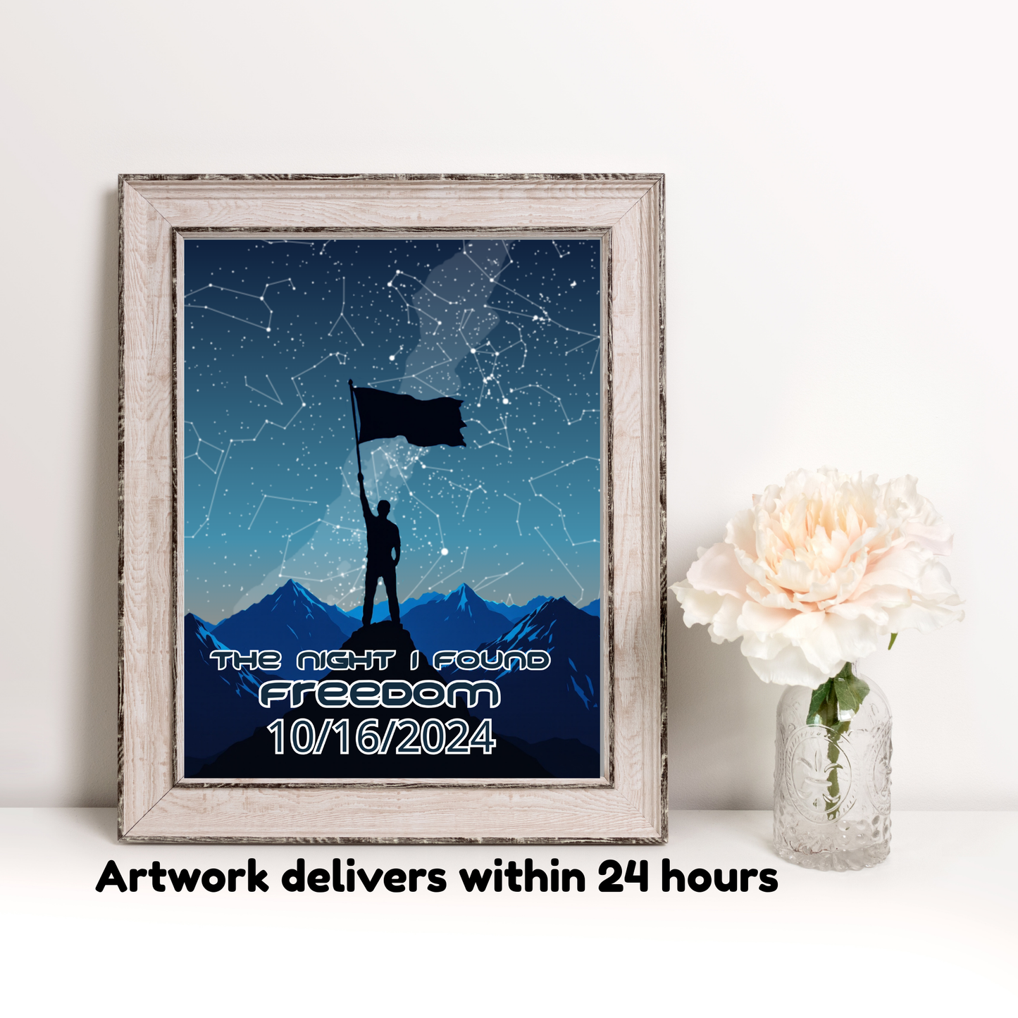 The Night I Found Freedom – (8×10, 6 Colors) Personalized Sobriety Date Digital Print
