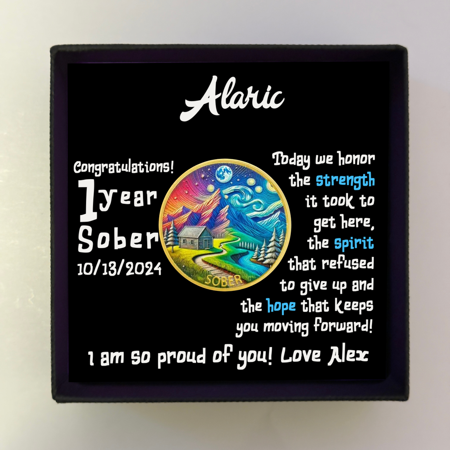 Personalized Recovery Coin with Gift Box