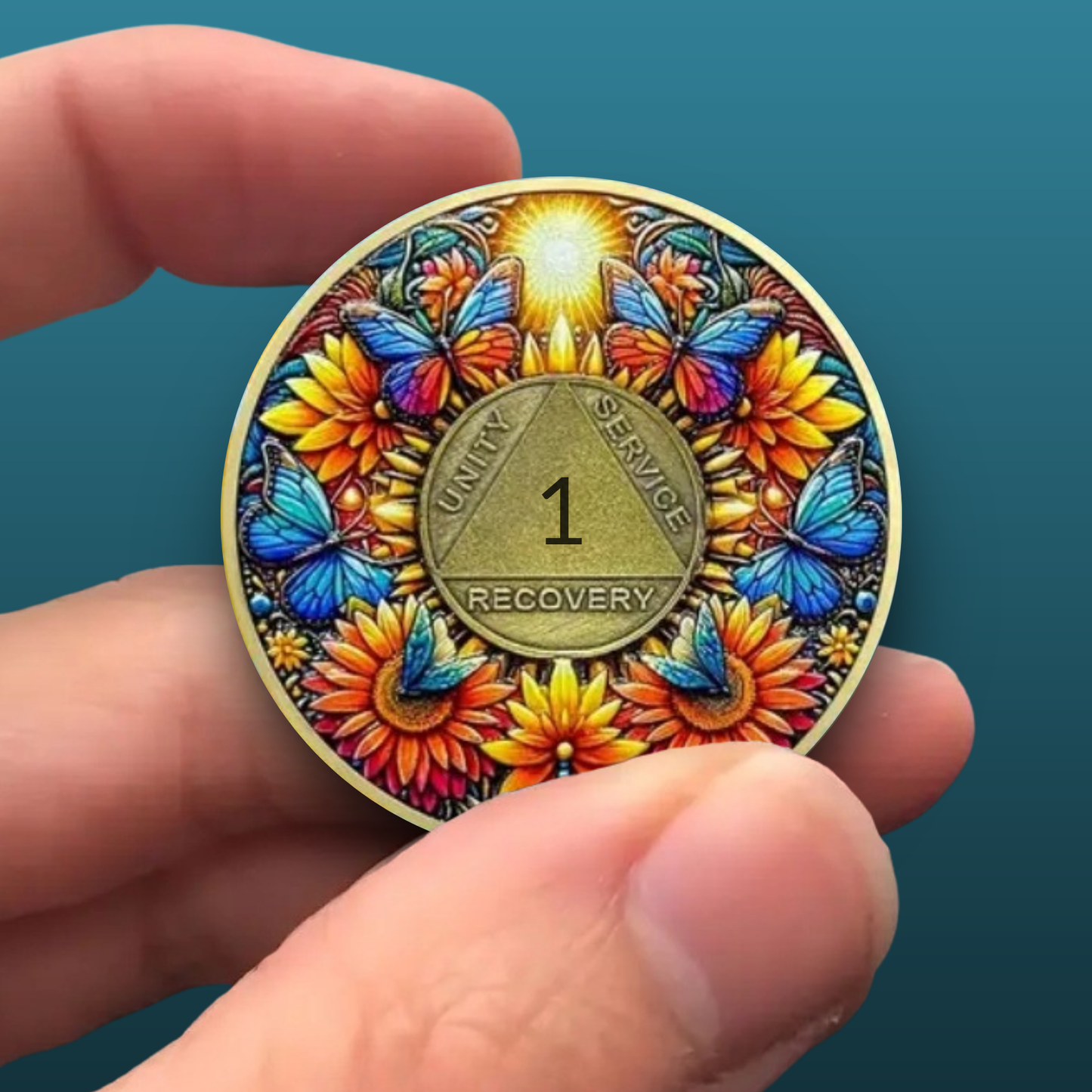 Butterfly Sobriety Coin