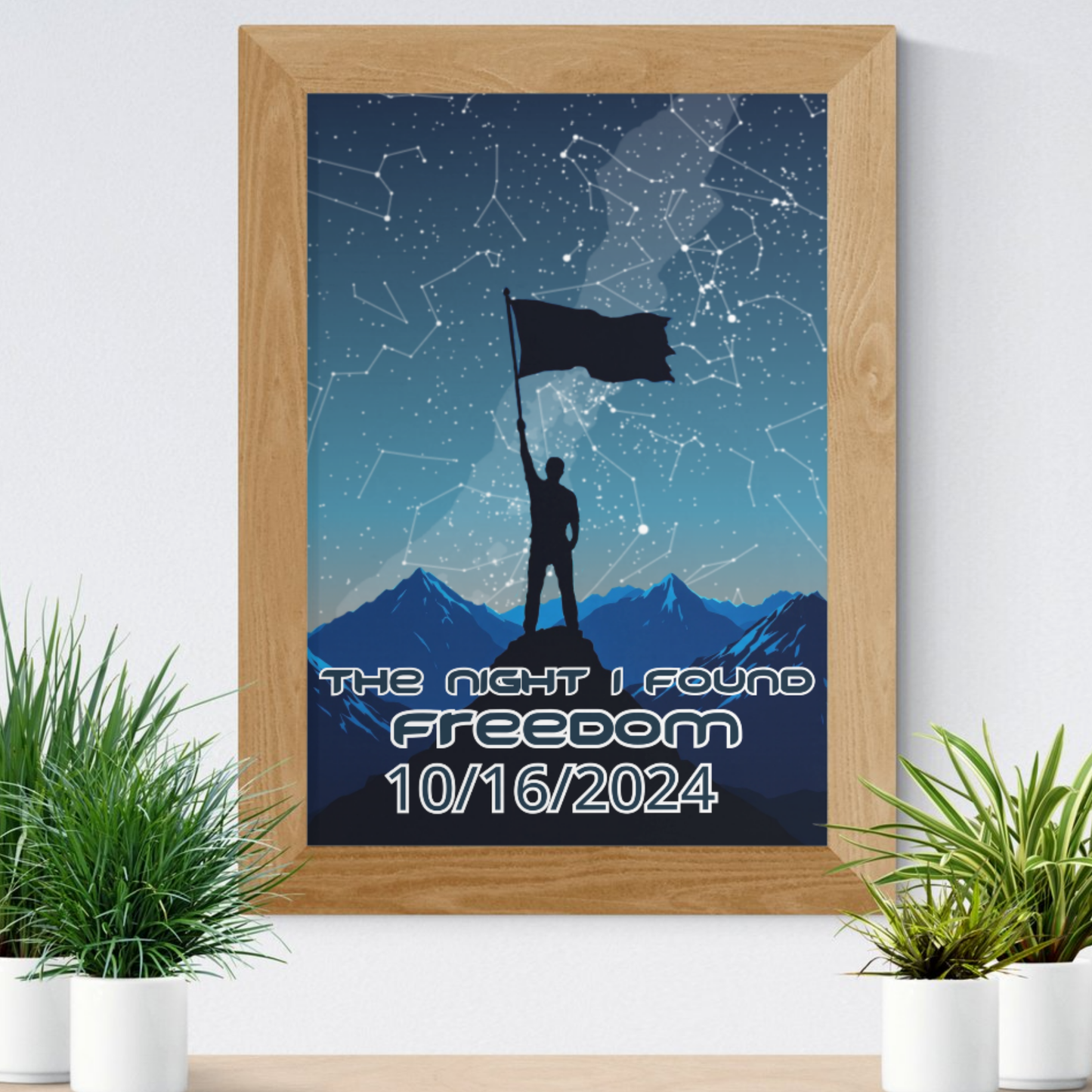 The Night I Found Freedom – (8×10, 6 Colors) Personalized Sobriety Date Digital Print