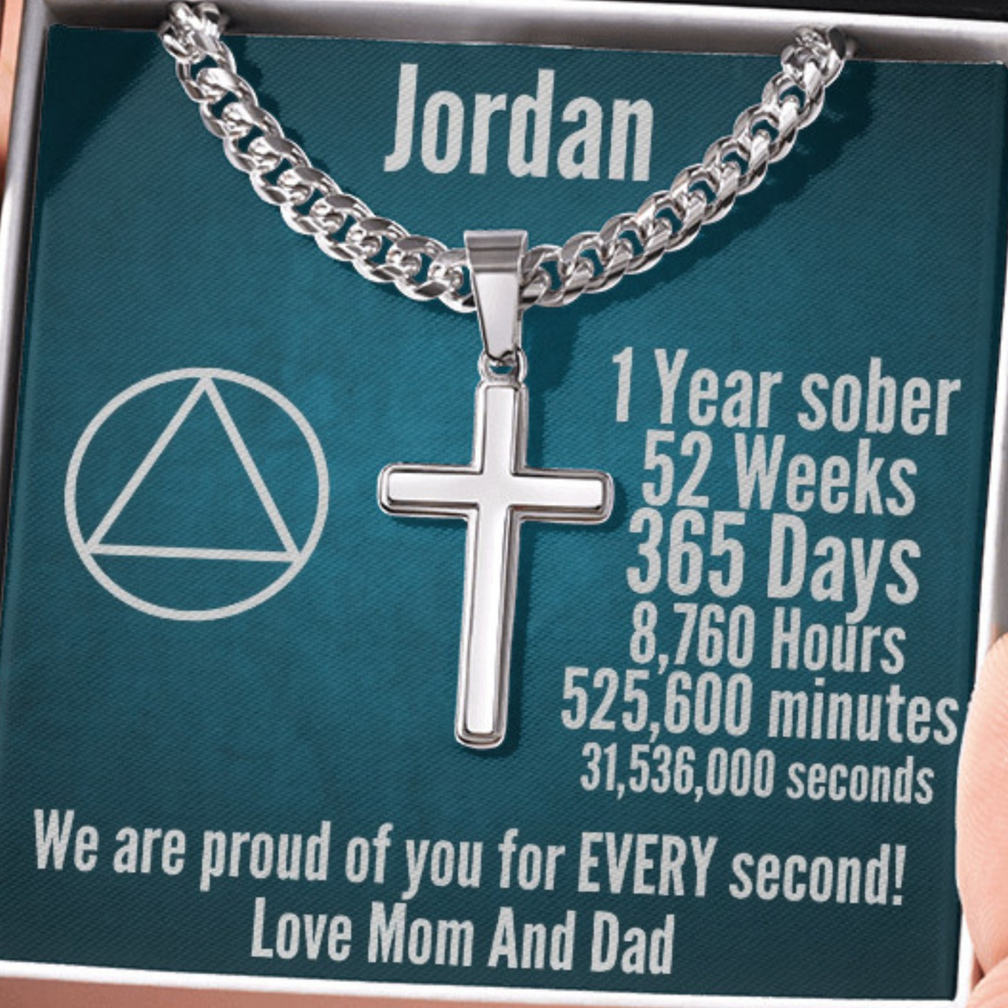 One Year Sober Personalized Sobriety Necklace