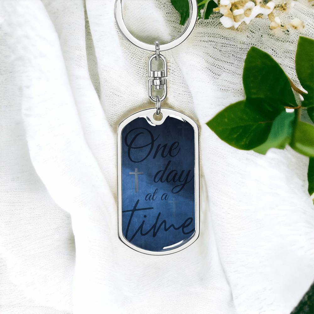 One Day at a Time Keychain – Personalized Sobriety Gift with Custom Engraving