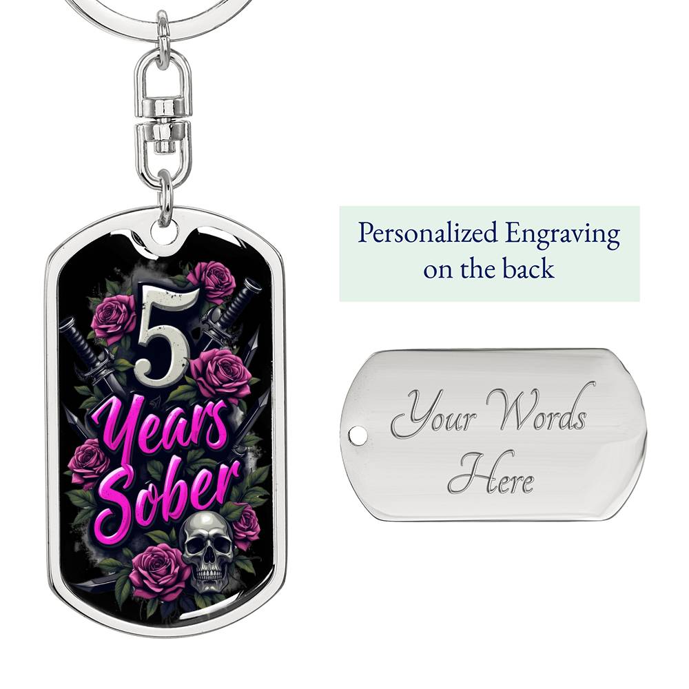 5 Years Sober Keychain - Personalization for Recovery Milestones
