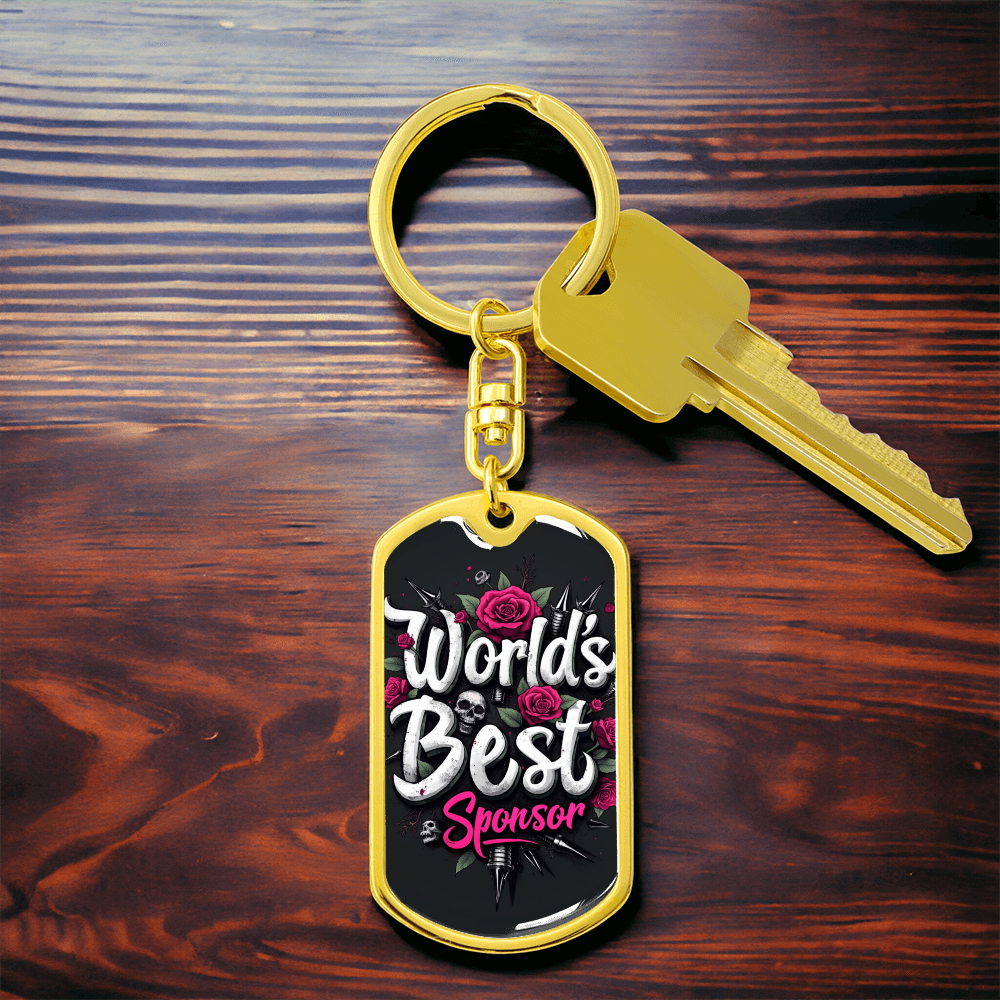 World's Best Sponsor Keychain ~ Custom Engraved Back