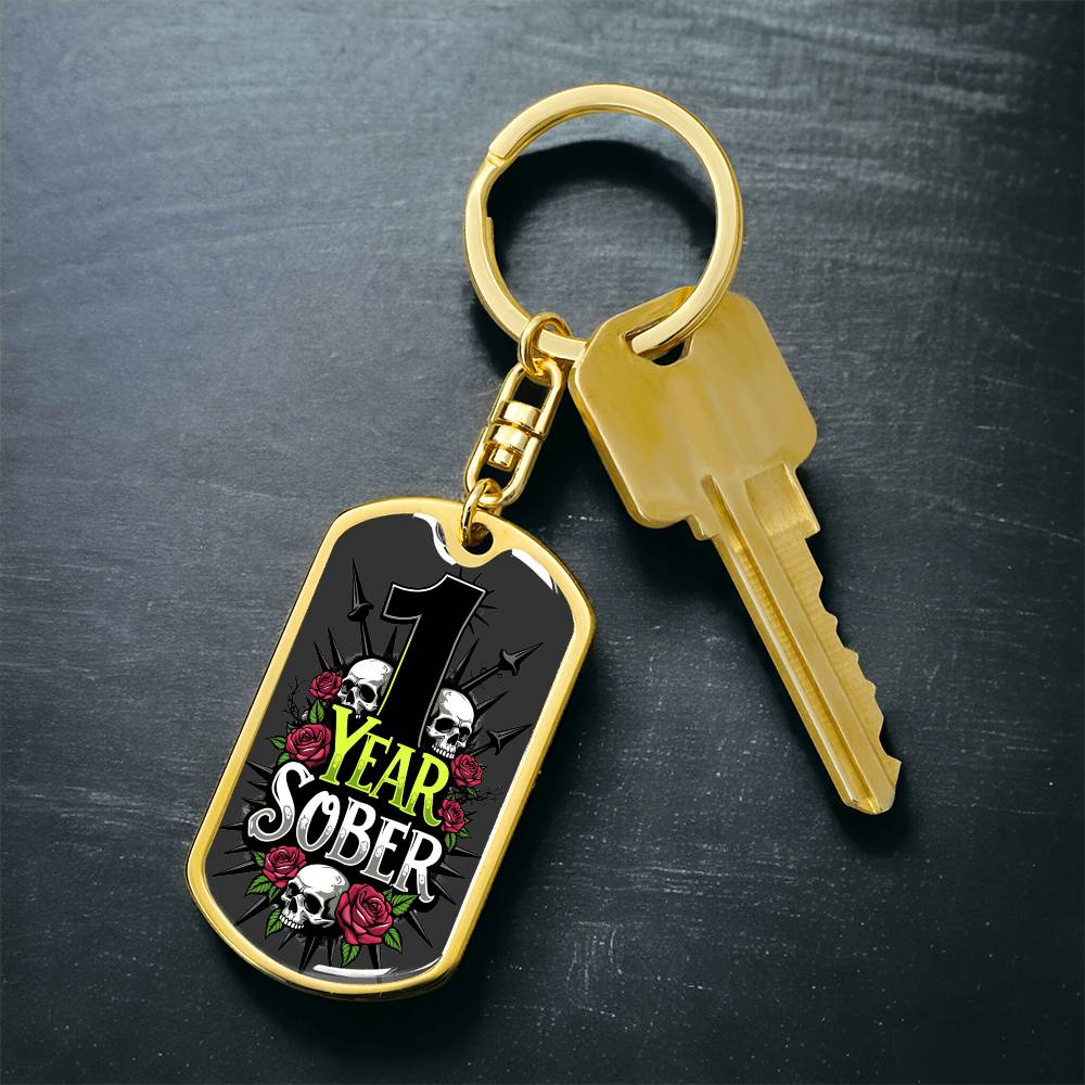 1 Years Sober Keychain - Personalization for Recovery Milestones
