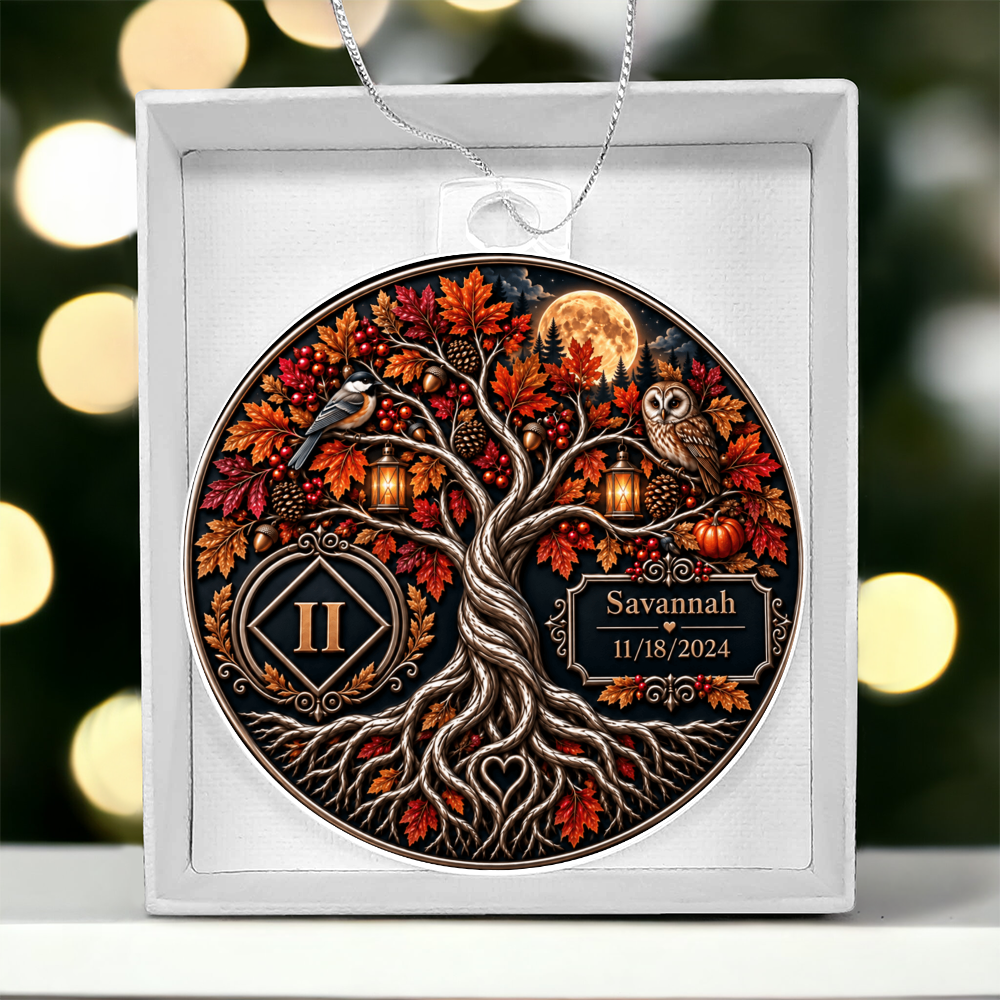 Personalized Recovery Milestone Ornament – Double-Sided Sobriety Keepsake with Photo