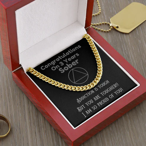 Personalized Sobriety Year Cuban Link Chain Necklace