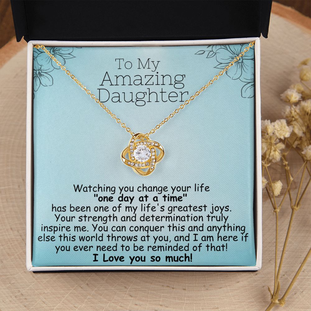 To My Amazing Daughter Necklace – Heartfelt Gift for Daughter in Recovery | 14k Gold or Silver Finish with Message Card