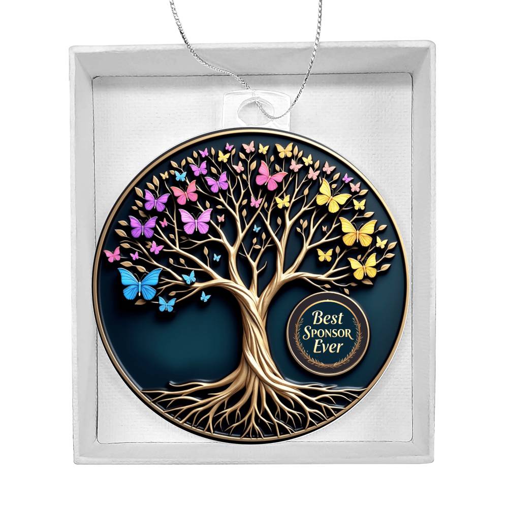 Best Sponsor Ever Ornament | Symbolic Tree of Transformation | Recovery Gift for Sponsor