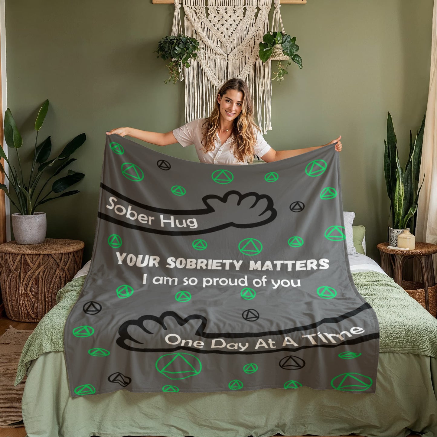 Sober Hug Blanket With AA Symbols