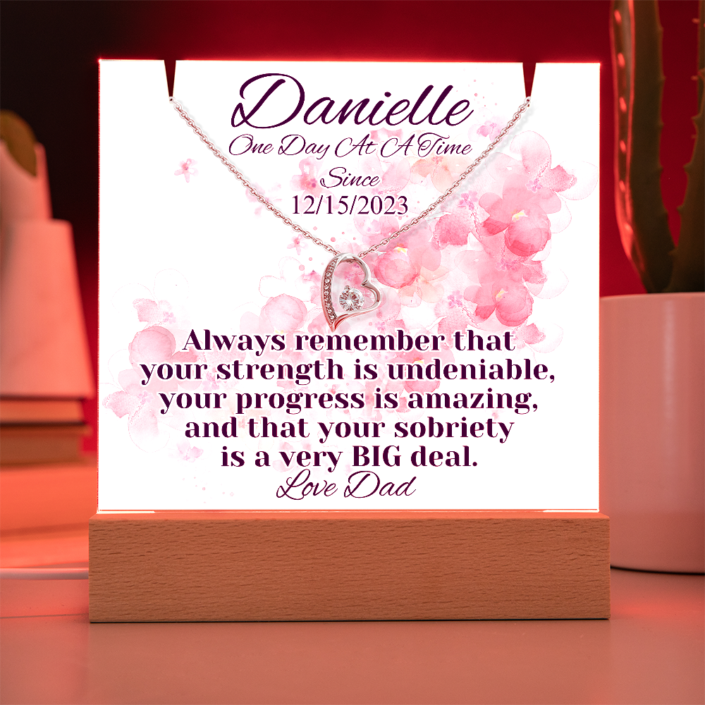 Personalized Sobriety Date Necklace & LED Keepsake