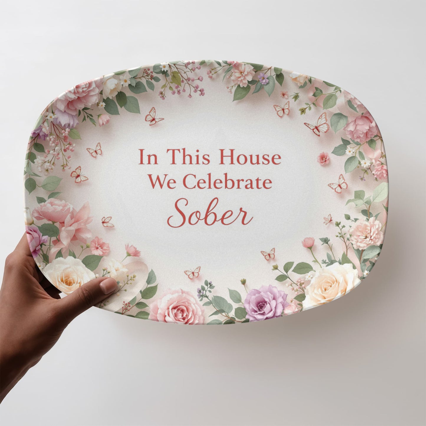 Romantic Floral Sobriety Celebration Platter