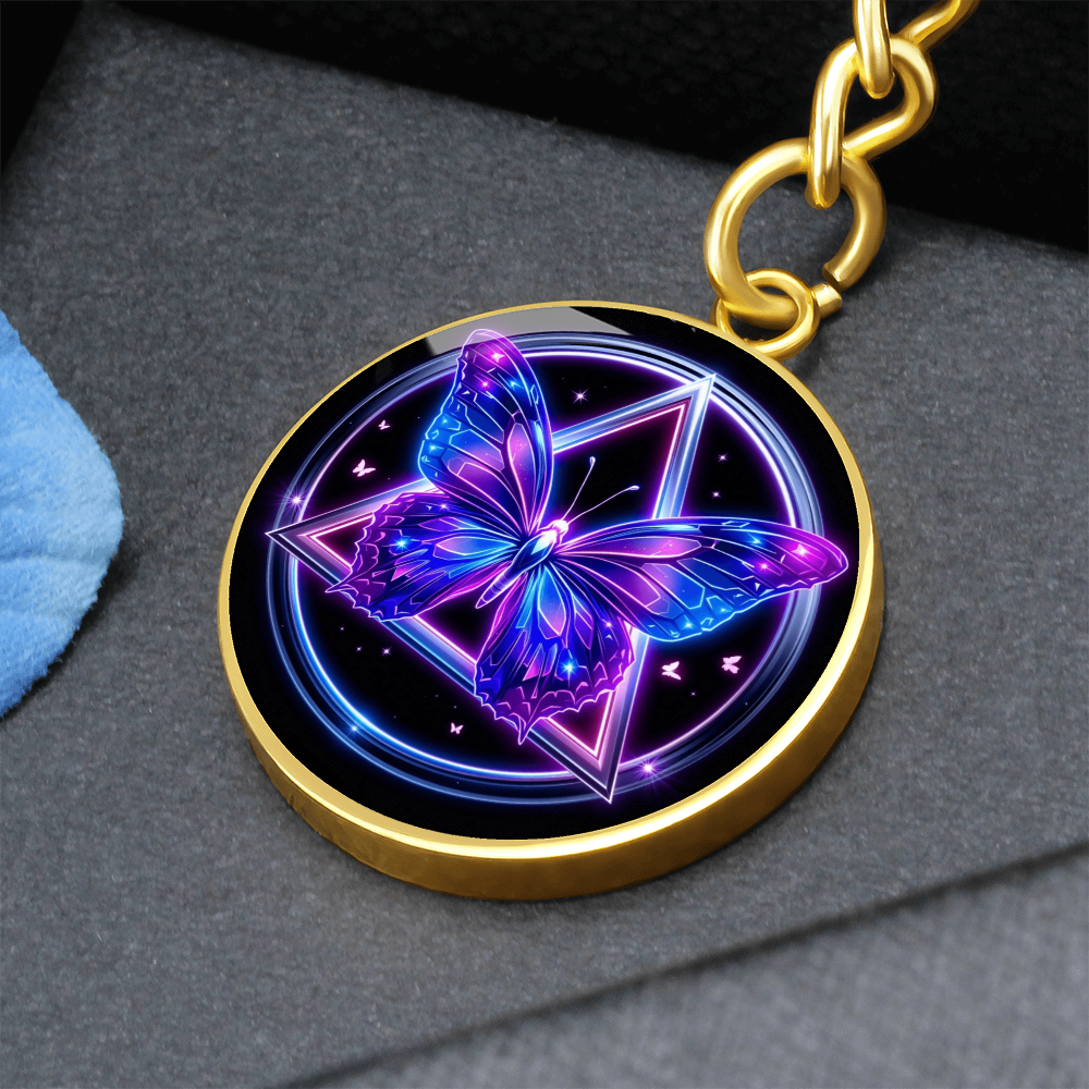 Butterfly Transformation Keychain — AA Symbol + Optional Engraving