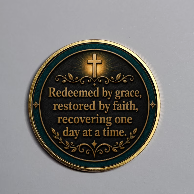 Custom Christian Recovery Coin, Years of Grace Clean and Sober Gift
