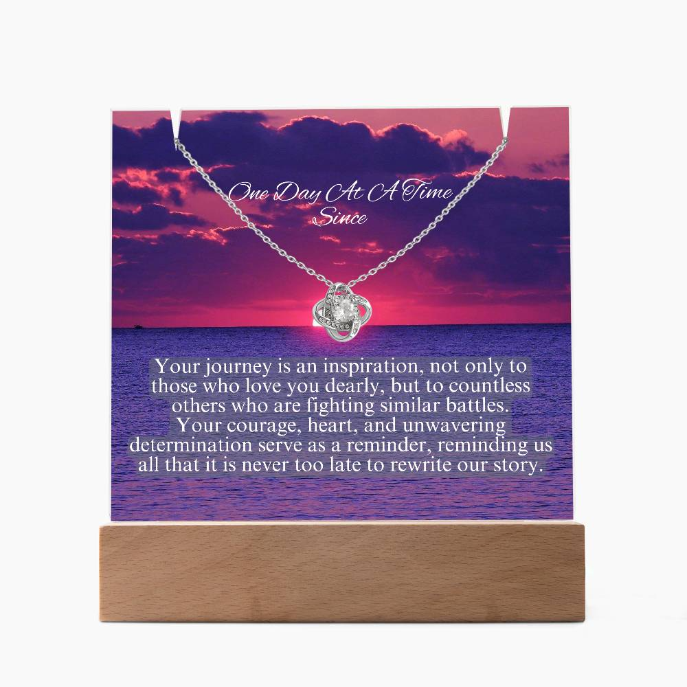 LED Sobriety Gift with Necklace Set ~ Customize Sober Date and names ~ Odaat for her