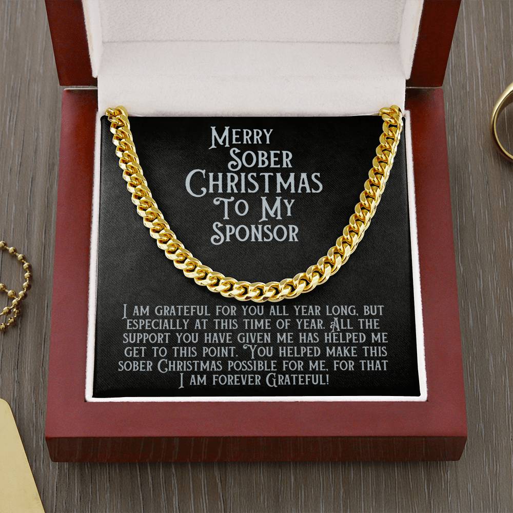 To My Sponsor Chain Necklace ~ Merry Sober Christmas Gift