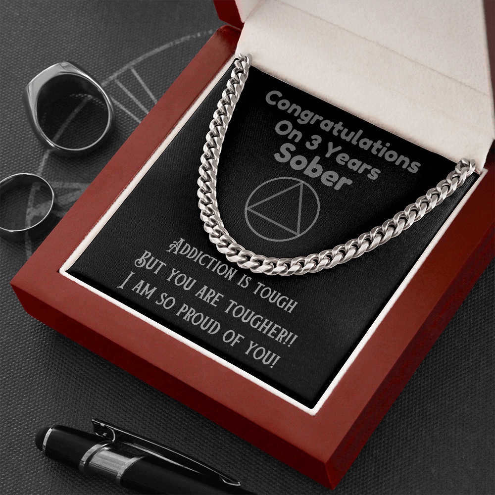 3 Years Sober - Recovery Necklace