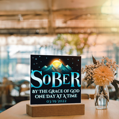 Sober By The Grace Of God - LED Acrylic Plaque