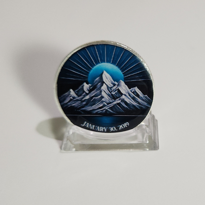 Sobriety Coin With Mountain Sunrise