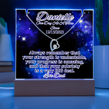 Personalized Sobriety Date Necklace & LED  Galaxy Keepsake