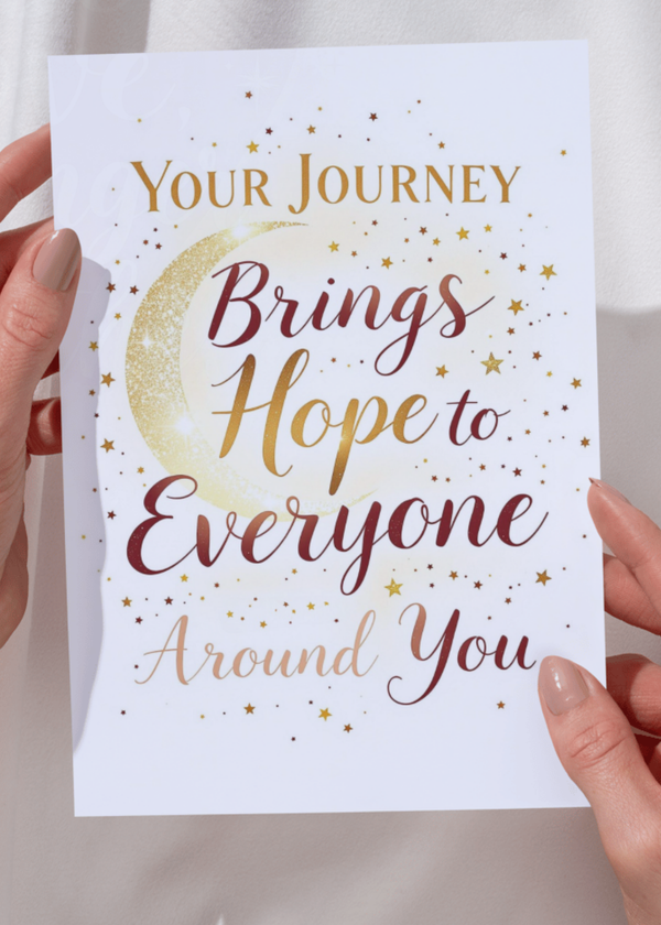 Recovery card: Your Journey brings hope to everyone around you, with gold stars.
