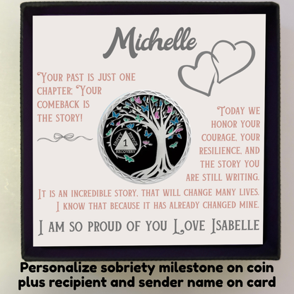 Custom Sobriety Coin with Gift Box and Card
