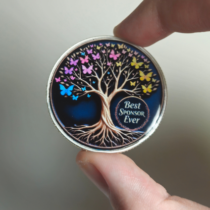 Best Sponsor Ever Coin ~ Tree of life Thank You Sobriety Sponsor Gift