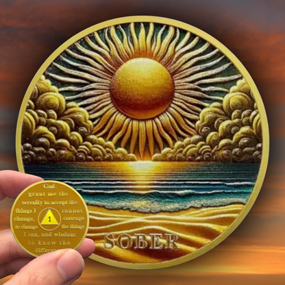 Sunset Sobriety Coin – Personalized Milestone Gift