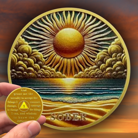 Sunset Sobriety Coin – Personalized Milestone Gift