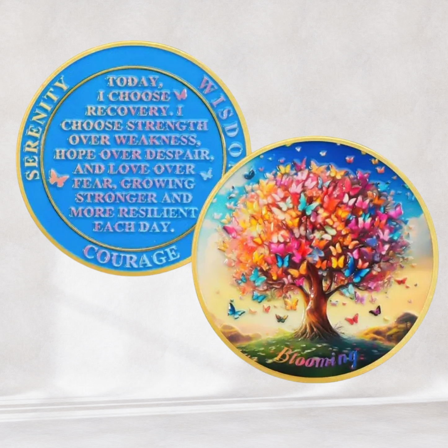 Blooming Tree Sobriety Coin – Transformation & Recovery