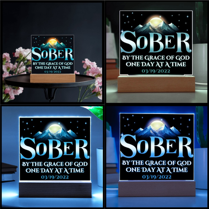 Sober By The Grace Of God - LED Acrylic Plaque