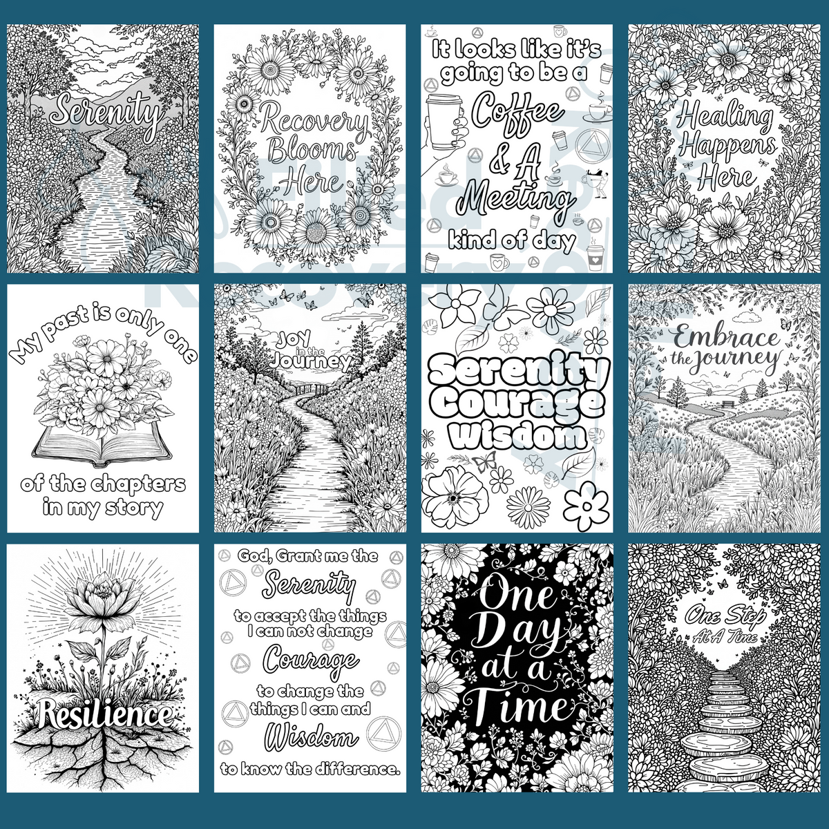 Recovery Color Paper 40 Sobriety & Recovery Coloring Pages - Instant Download – Joy Filled ...