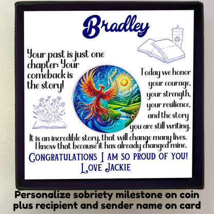 Custom Phoenix Sobriety Coin with Card