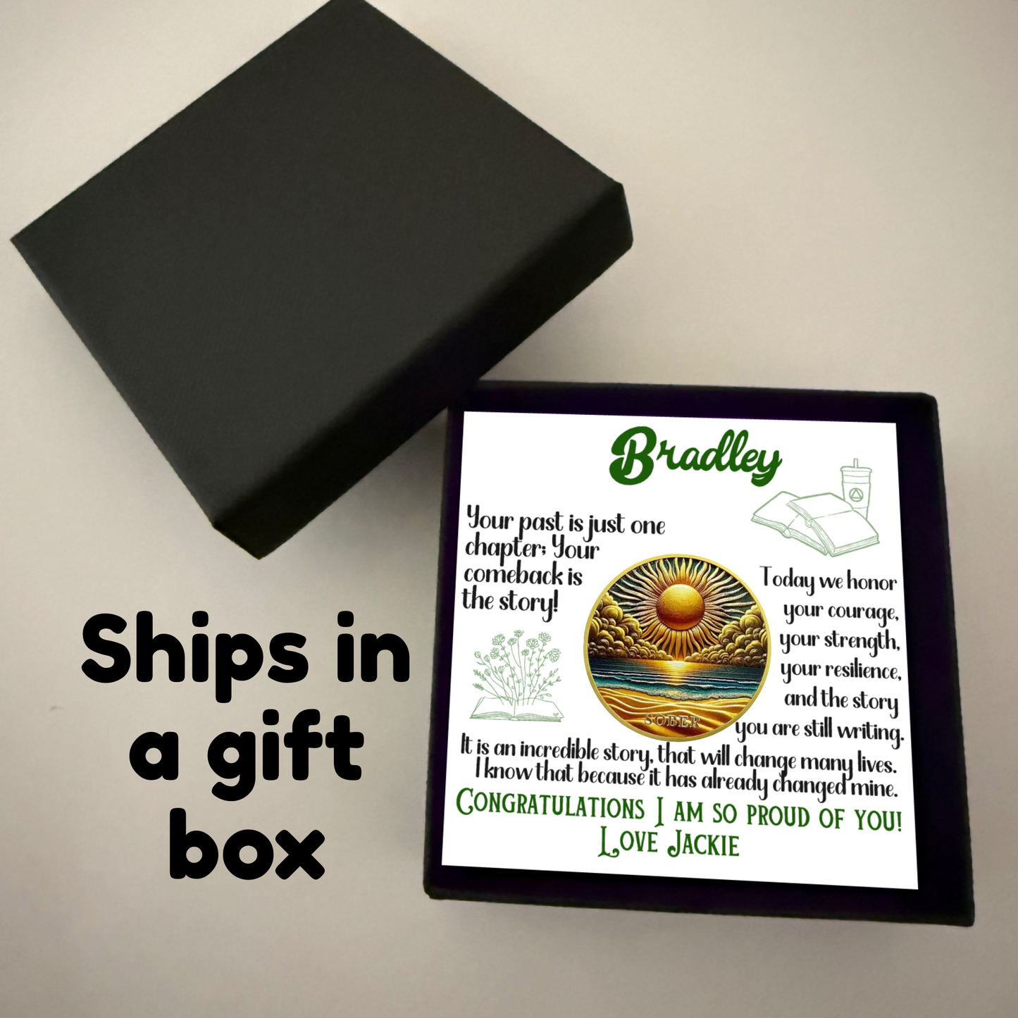 Sunset Sobriety Coin in Gift Box