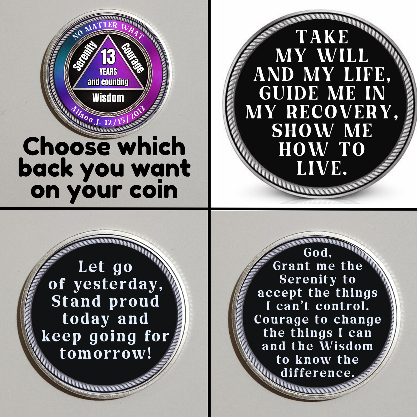 No Matter What AA Recovery Coin With Personalized Name & Date