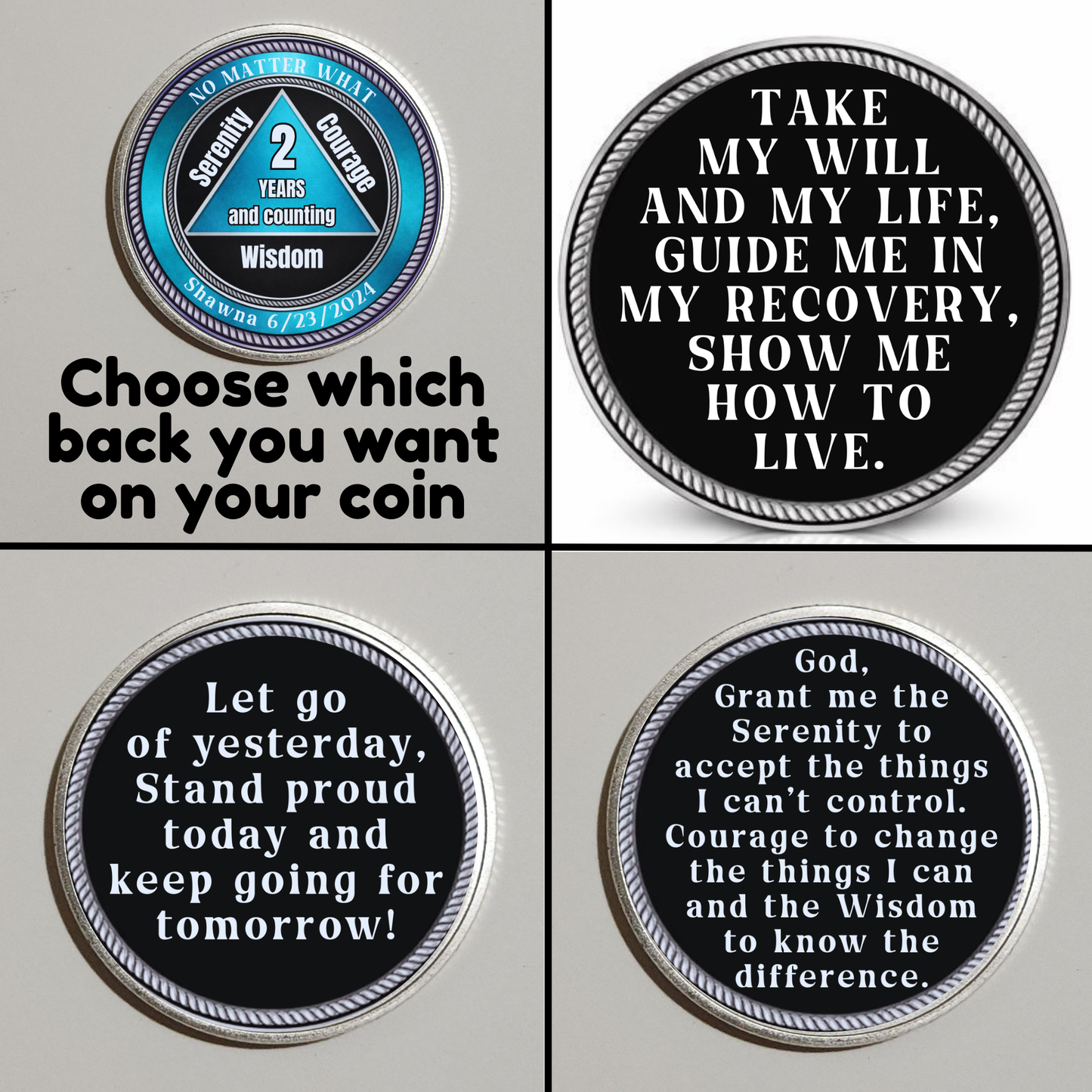 No Matter What AA Recovery Coin With Personalized Name & Date