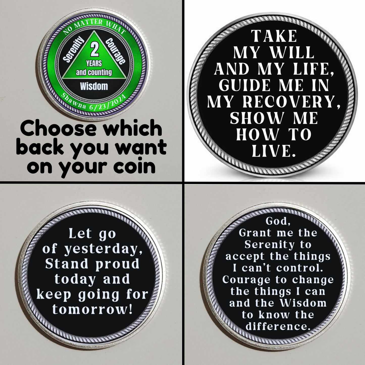 No Matter What AA Recovery Coin With Personalized Name & Date