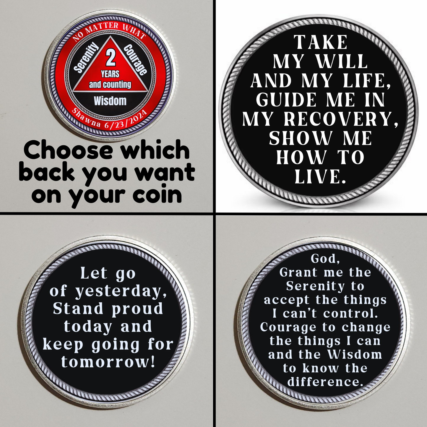 No Matter What AA Recovery Coin With Personalized Name & Date