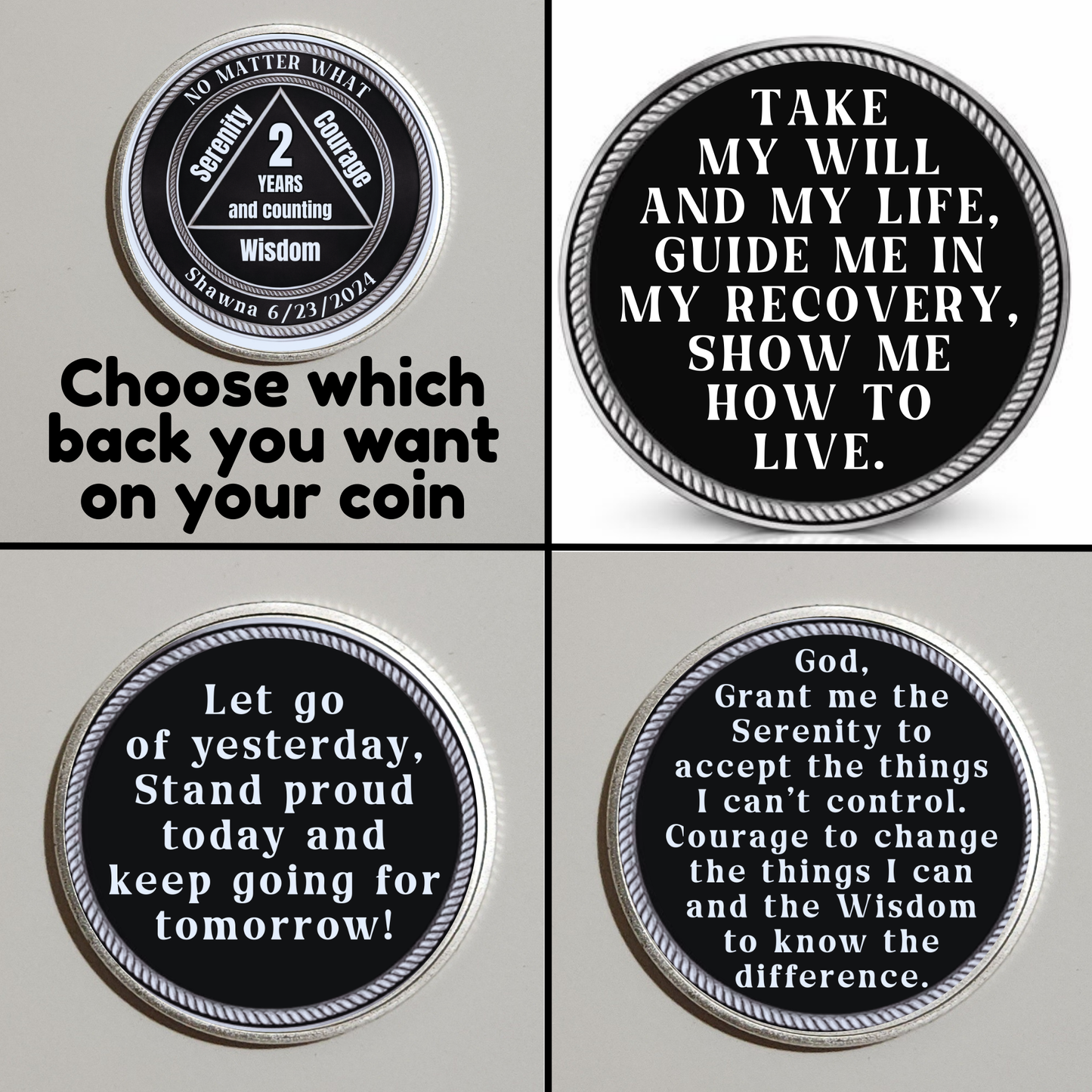 No Matter What AA Recovery Coin With Personalized Name & Date