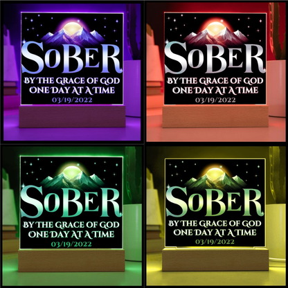 Sober By The Grace Of God - LED Acrylic Plaque