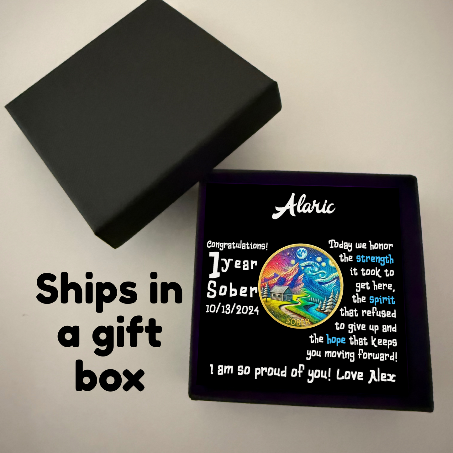 Personalized Recovery Coin with Gift Box