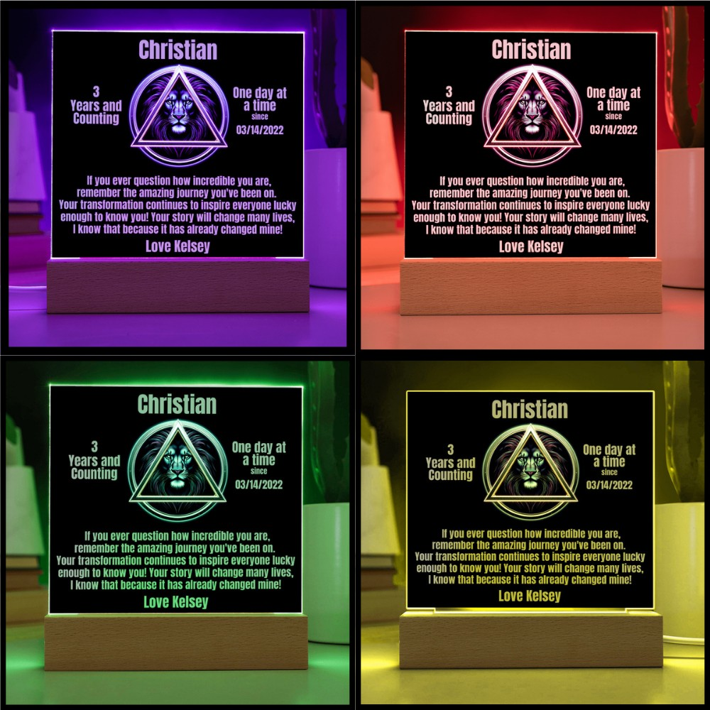 One day at a time - Personalized LED Square Plaque