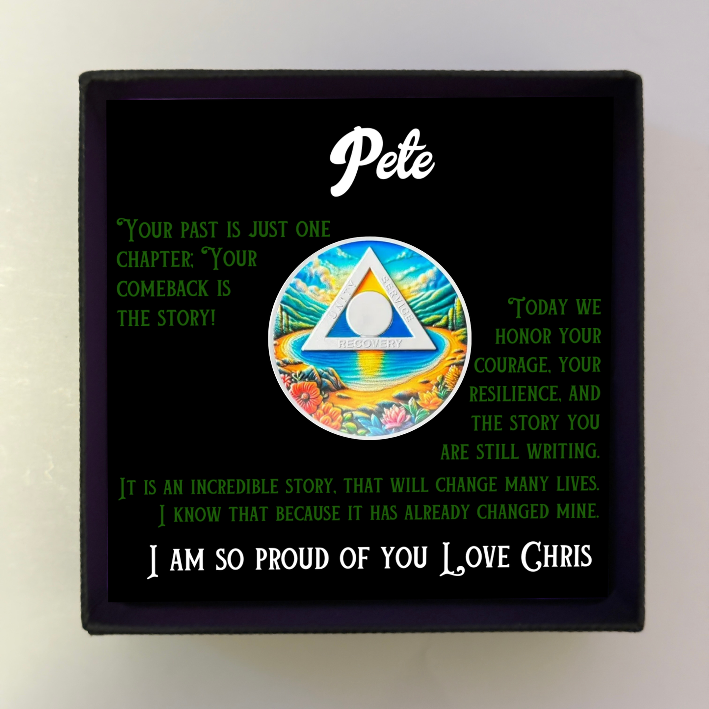 Beach Sobriety Coin in Gift Box