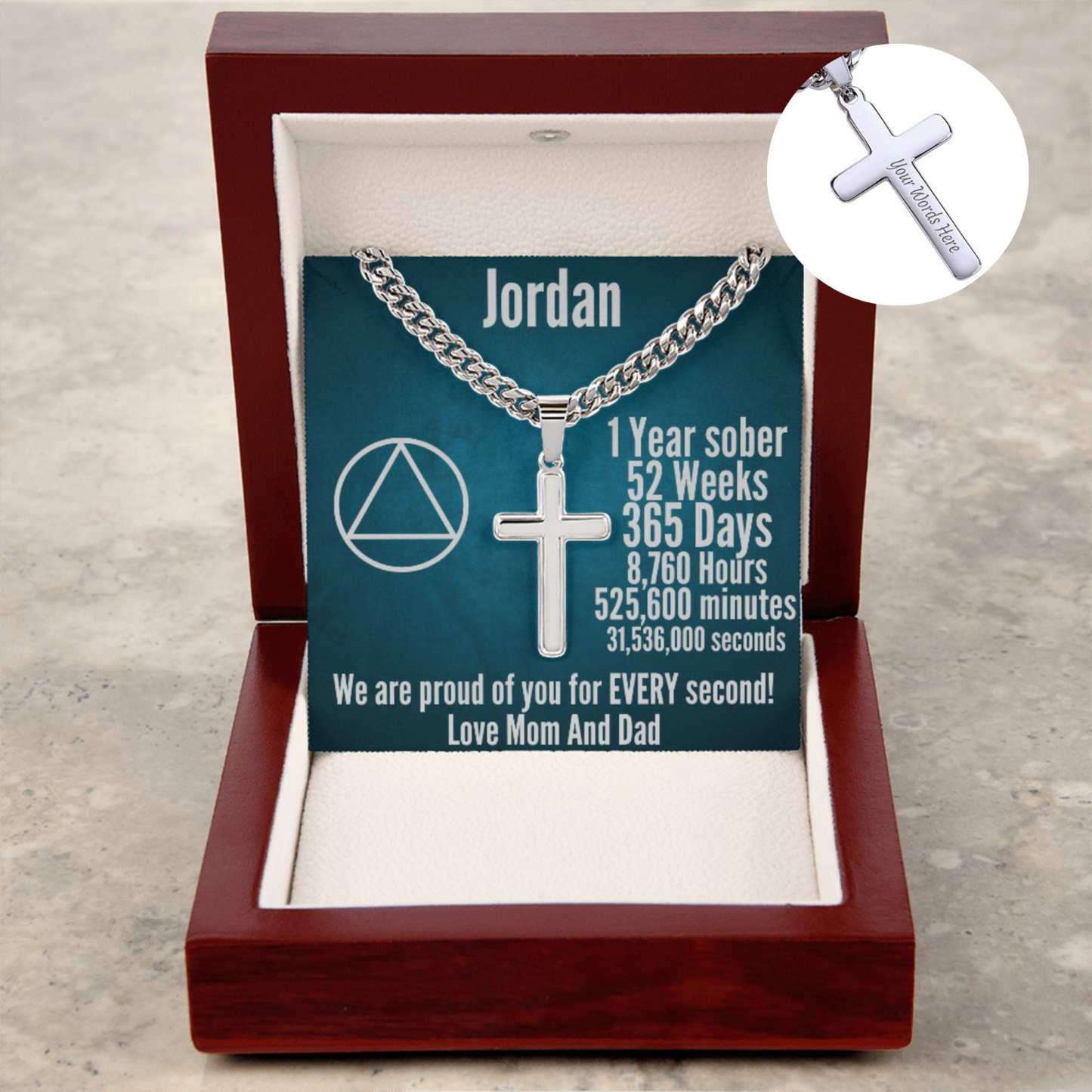 One Year Sober Personalized Sobriety Necklace