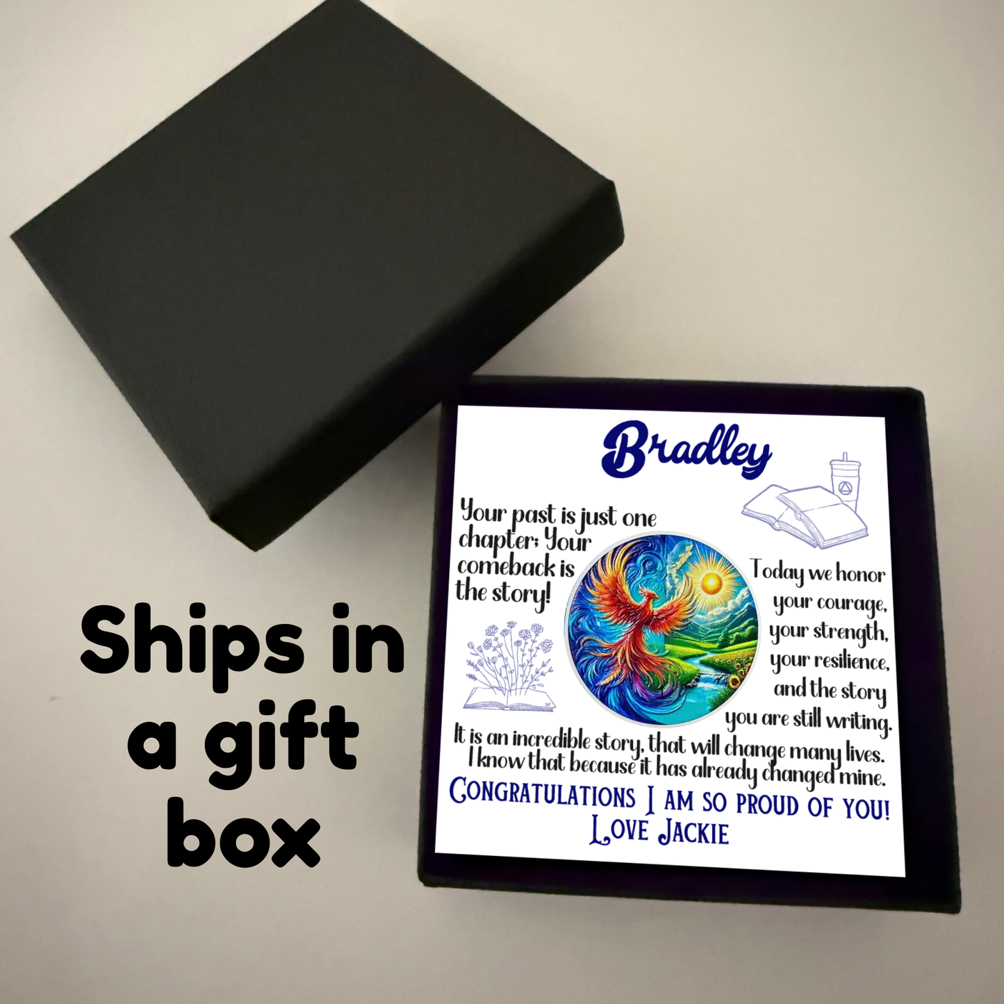 Custom Phoenix Sobriety Coin with Card