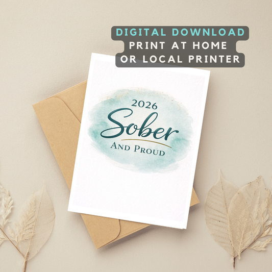 2026 Sober And Proud Printable Card