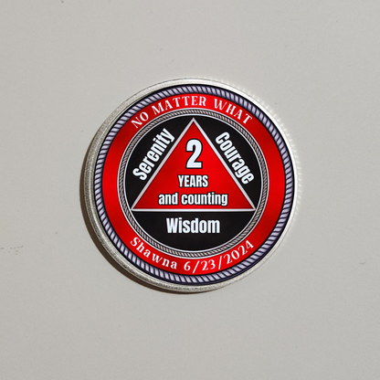 No Matter What AA Recovery Coin With Personalized Name & Date